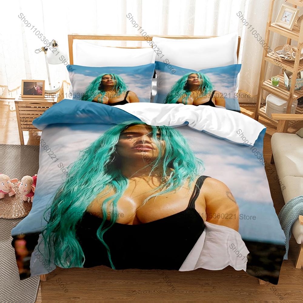 Colombian Reggaeton Icon Karol G Mañana Será Bonito Pink Angel Bichota Album Collage Bedding Set 1 Duvet Cover + 2 Pillowcases