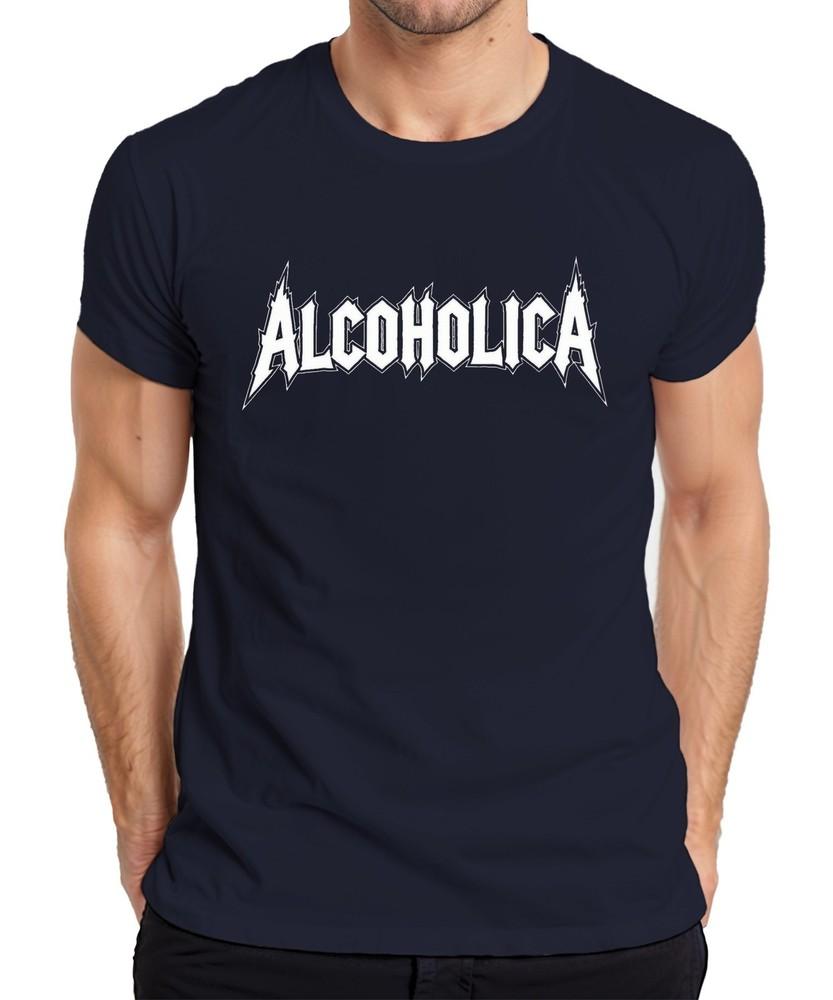 Alcoholica Metal Logo Funny Alcohol Beer Party Gift Vintage Unisexs Tshirt