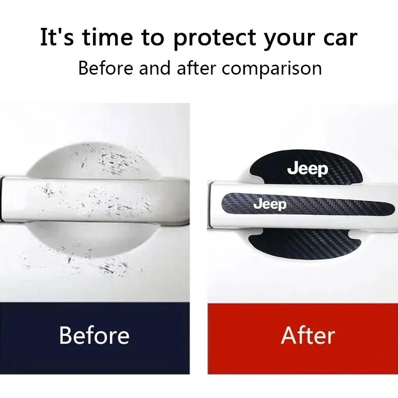Car Emblem Badge Door Handle Anti-scratch Sticker for Jeep Liberty Patriot Wrangler JK Renegade Compass Grand Cherokee Rubicon AKY1
