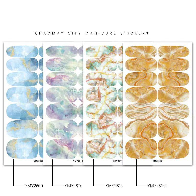 4 New Nail Accessories Marble Smudged Star Paper Mesh Red Nail with Laser Nail Stickers