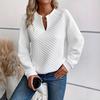 Solid Color Deep V-neck Spliced Long-sleeved Casual Sweatshirt  Autumn New Women's