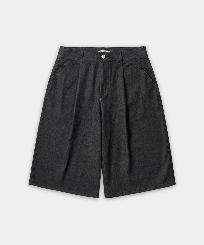EXCONTAINER Low Fade Bermuda Denim Pants (Washed Black)
