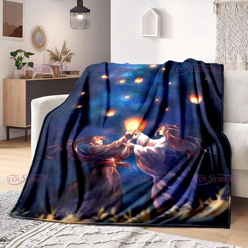 Фланелевое одеяло с героями комиксов Mo Dao Zu Shi Wei Wuxian, диван для девочек, теплое домашнее одеяло Lan Wangji, подарок на заказ, женское постельное белье