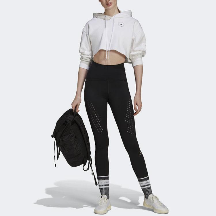 Adidas X Stella McCartney Logo укороченная свободная толстовка с капюшоном для женщин, белые GL7336