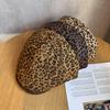 American retro street leopard print forward hat female summer spice girl wind show face small beret personality big head circumference hat