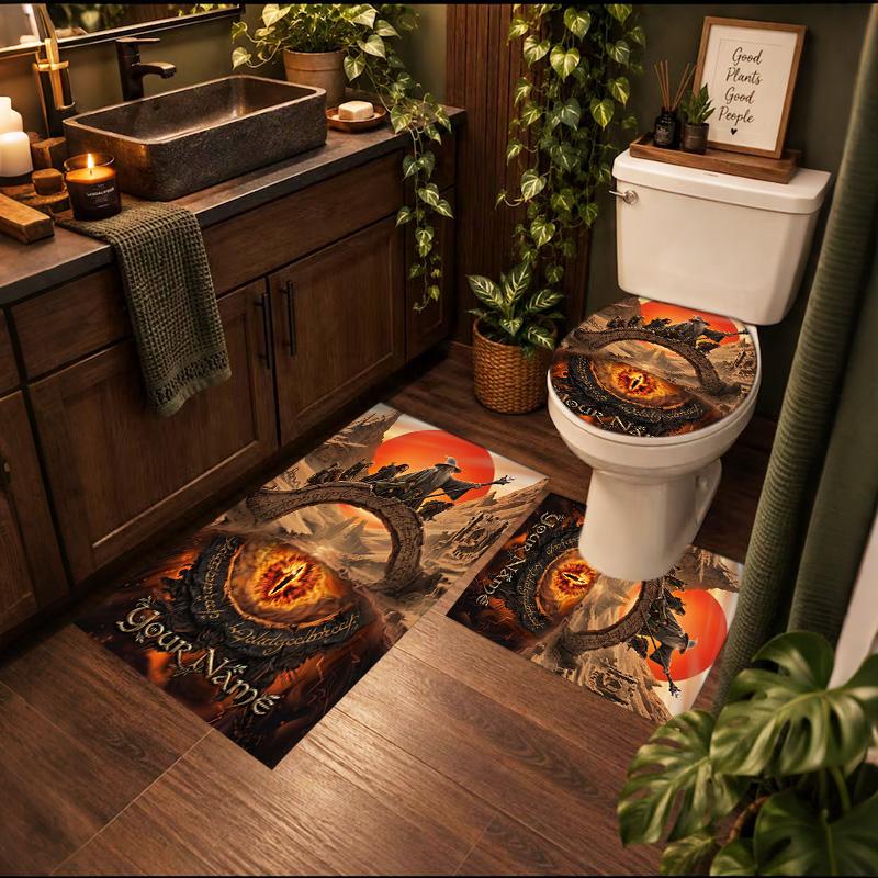 Lord Rings 3Pcs Personalized Customization Bathroom Mat Set Toilet Lid Cover And Rug Ushaped Bath Mats Nonslip Door Mat Decoration