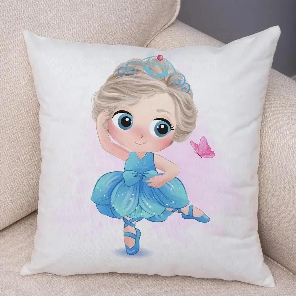 Cute Girl and Cat Pillowcase Car Ornaments Office Living Room Sofa Home Pillowcase
