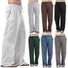 Men's Fahion Casual Trousers Linen Loose Pants Elastic Waists Straight Party Pants Plus Size