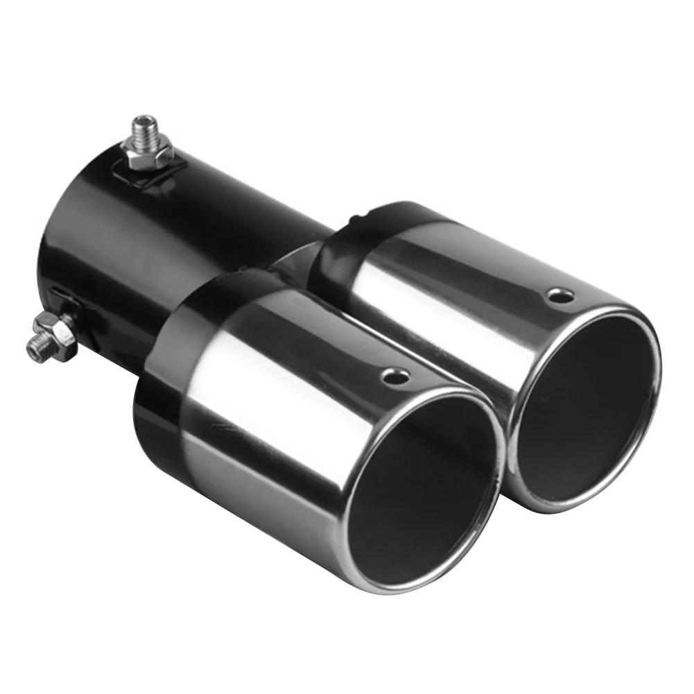 Bolt-on Dual Exhaust Tip Rolled Stainless Steel Square End One Change Two Double Slant Cut Tailpipe Muffler Tip 3 inch Inlet