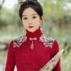 2024 Winter Elegant Red Cheongsam Toast Dress: Comfortable, Fashionable Chinese-Style Bridal Wear