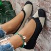Spring and Autumn Flat Shoes Leisure Women's Flat Shoes Square Toe Knitting Elastic Comfortable Boutique Shoes Loafers