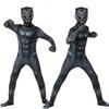 Black Panther Cosplay Performance Jumpsuit Halloween Fancy Dress Superhero Costume For Kids Boys Men E