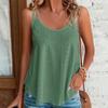Женский летний жилет с круглым вырезом без рукавов, с двойными лямками, свободная повседневная одежда, однотонный женский летний топ с гофрировкой, женская одежда