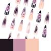 European and American foreign trade 3D floral press on nails, long almond French style. Hot-selling finished false nails for wholesale.