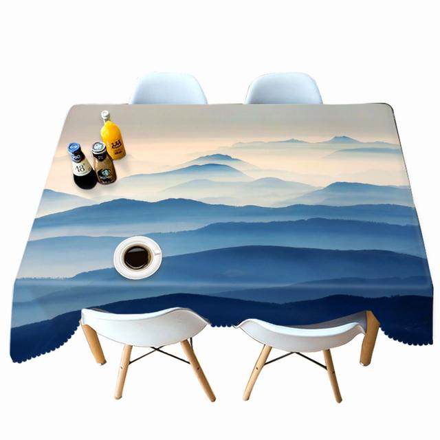 Thicken Cotton Tablecloth Wheat Landscape Under The Sun Pattern Rectangular Round Table Cloth For Wedding Picnic Party
