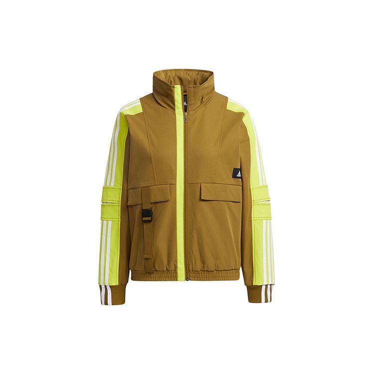Adidas Warm Training Jacket With Packable Hood And Fleece Lining Women Outerwear Tan GP0623