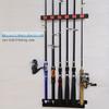 Fishing Rod Storage Rack 6-Hole Wall-Mounted Rod Holder Easy Installation Vertical/Horizontal Display Mount