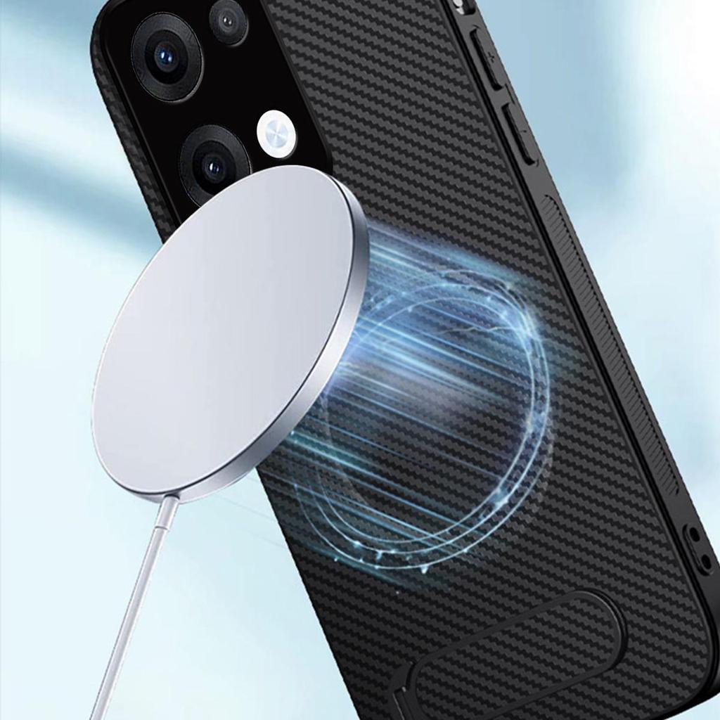 Чехол из ТПУ с текстурой под карбон для OPPO Reno13 5G, с подставкой для просмотра под разными углами, мягкая защитная крышка