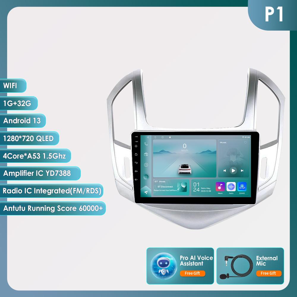 Hizpo 4G-LTE 9-дюймовый Android 12 Автомобильный радиоприемник для Chevrolet Cruze J300 J308 2012-2015 Мультимедийный плеер GPS 2Din Carplay Авто Стерео Bluetooth SWC Головное устройство