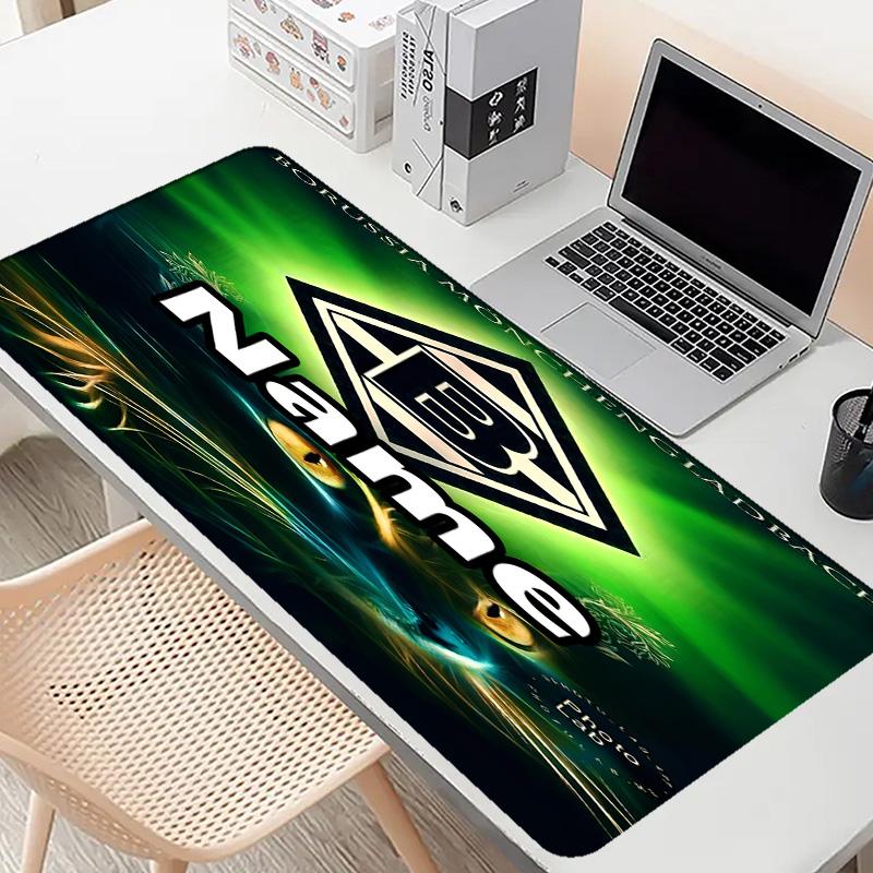 Custom Name Personalized Borussia Monchengladbach Pattern Mousepad, Laptop PC Desk Mat, Decorative Desk Mat for Home Keyboard Pad Gift