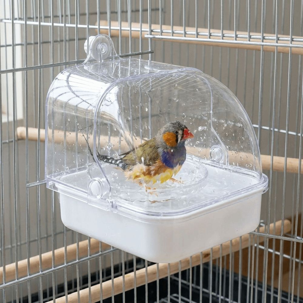Detachable Bird Bath Cage Splash Proof Parrot Shower Box Parrot Bathing Pool Small Medium Birds