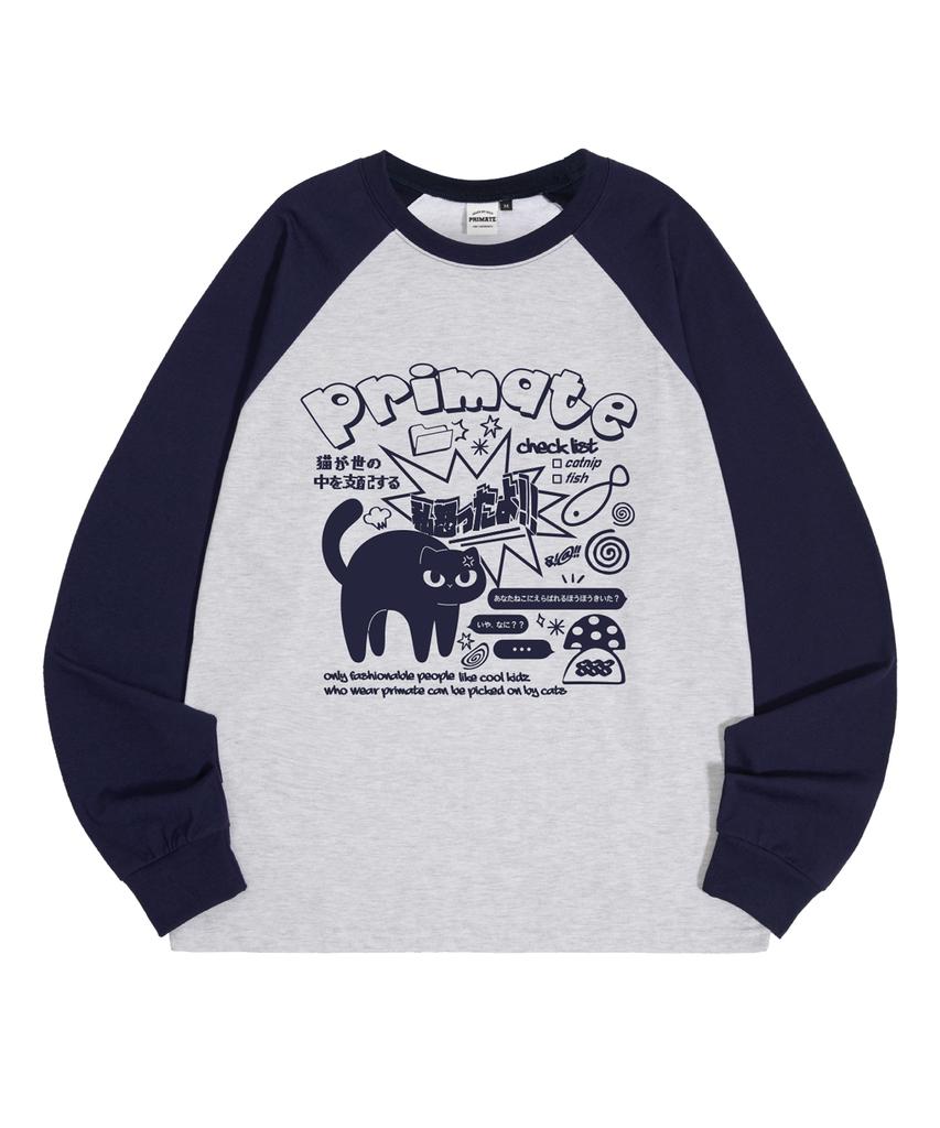 Prime Eight Mad Cat Большой размер Реглан Длинный рукав 5 Цветов