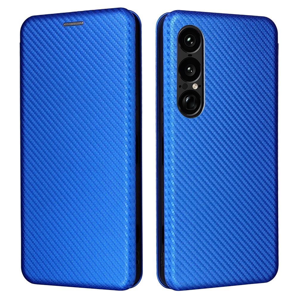 Чехол для Sony Xperia 1 VII с текстурой углеродного волокна, противоударный, из ПУ кожи, чехол для телефона