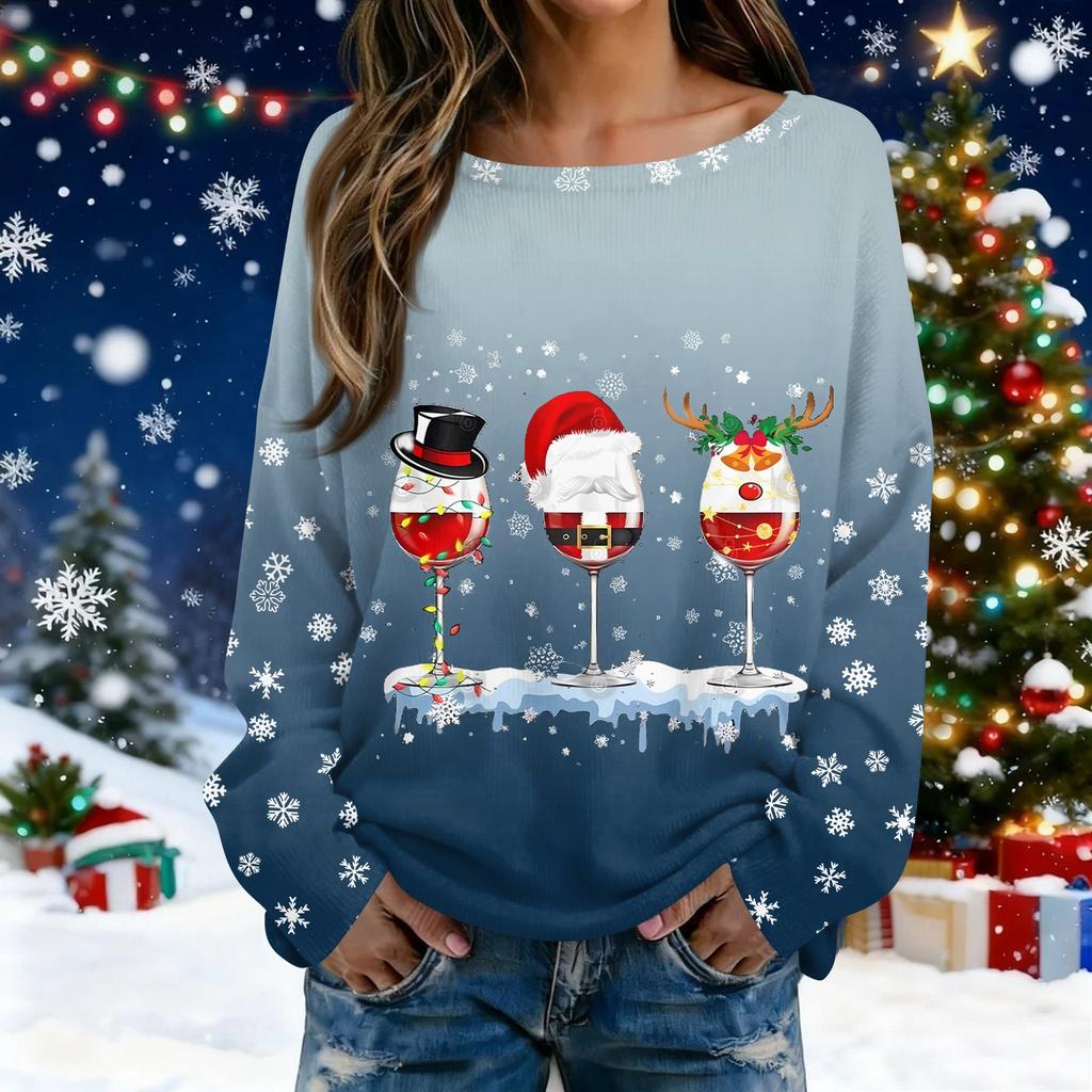 Christmas Sweatshirts For Women Knit Sweater Cute Shirt Fall Crewneck Pullover Tops