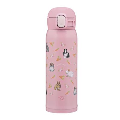 Кружка Zojirushi Mahobin из нержавеющей стали для детей, бутылка для воды, 480 мл, одно касание, бесшовная, только 3 точки ухода, розовый кролик SM-WH48-PZ