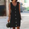 Платья для женщин Винтажное элегантное U-образный вырез Пуговицы Длинное платье Летнее повседневное Без рукавов Ажурное Миди-платье