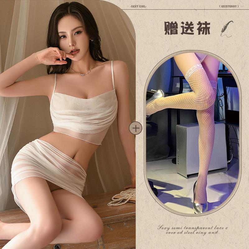 Sex underwear pure desire sexy suspender hip skirt hot transparent uniform temptation pajama set