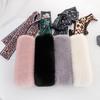 Women Elegant Faux Fur Scarf Plush Leopard Winter Warm Vintage Fluffy Collar Wrap