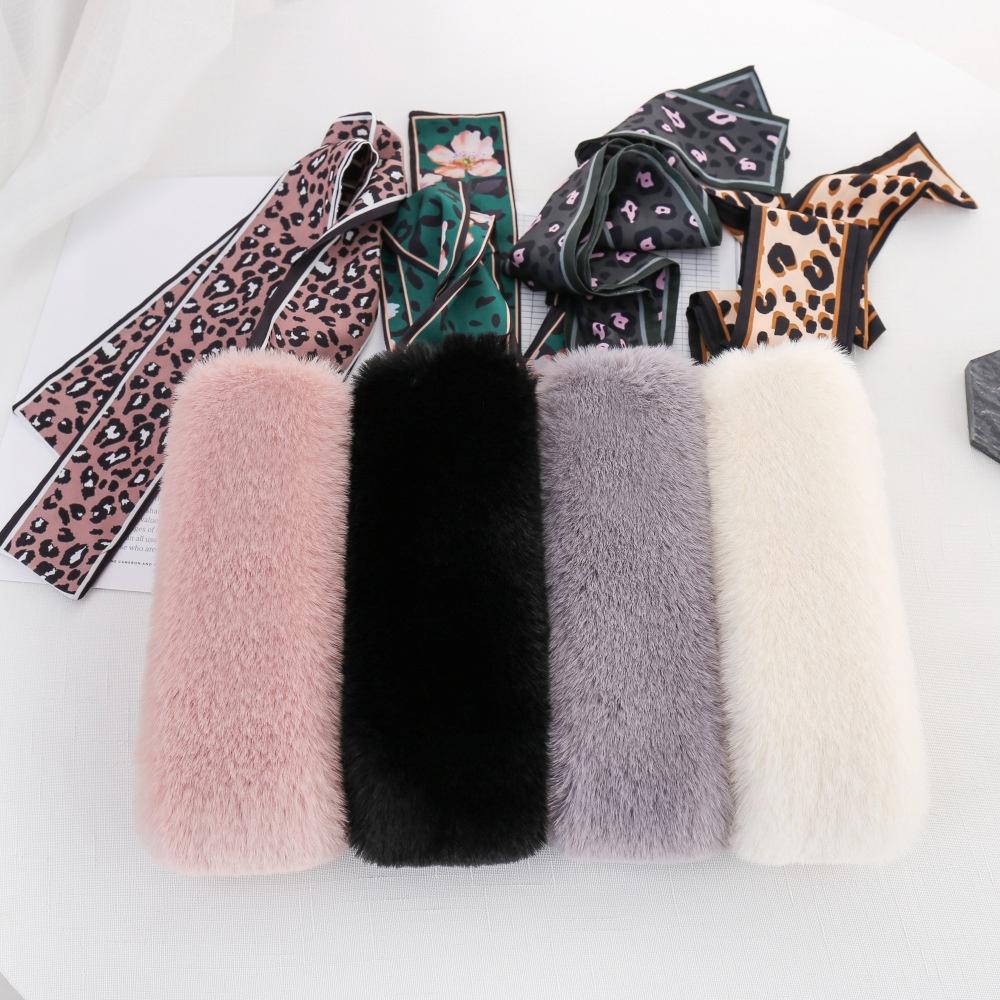 Women Elegant Faux Fur Scarf Plush Leopard Winter Warm Vintage Fluffy Collar Wrap