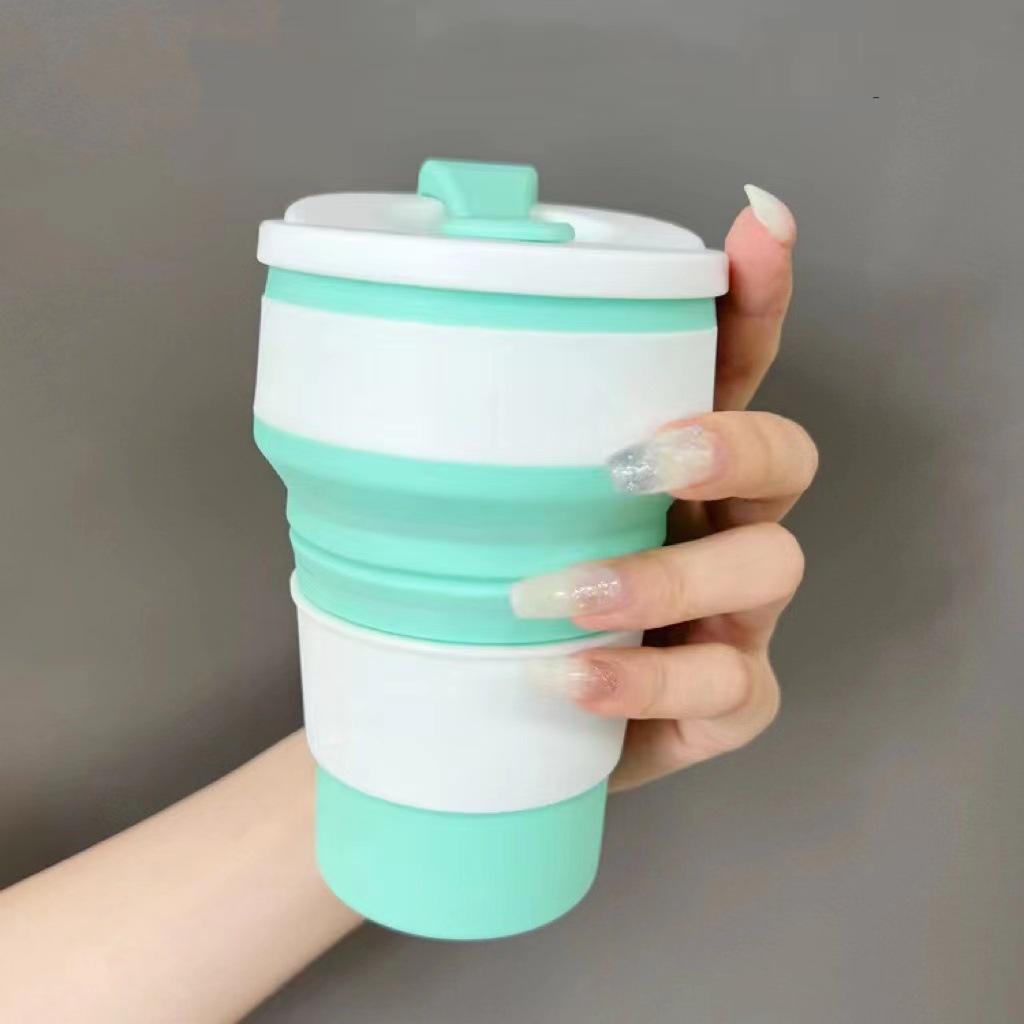 Creative Portable Folding Silicone Coffee Cup with Lid and Custom Logo