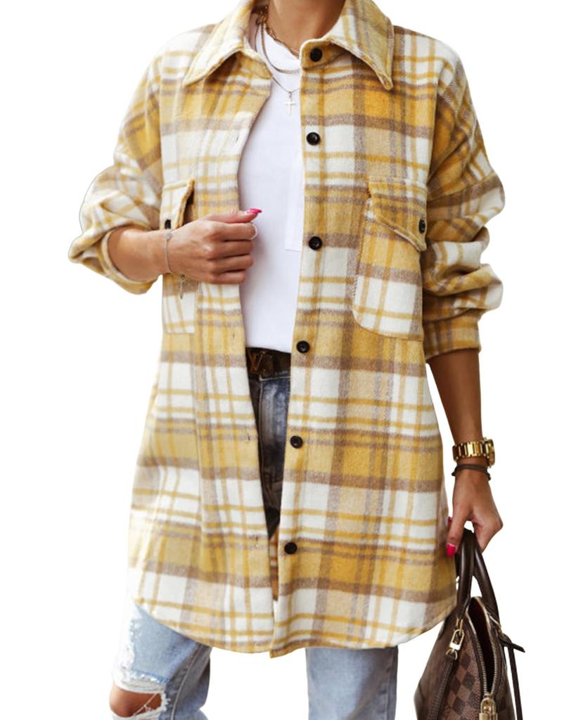 Azura Exchange Клетчатая куртка с карманом-клапаном и длинным рукавом