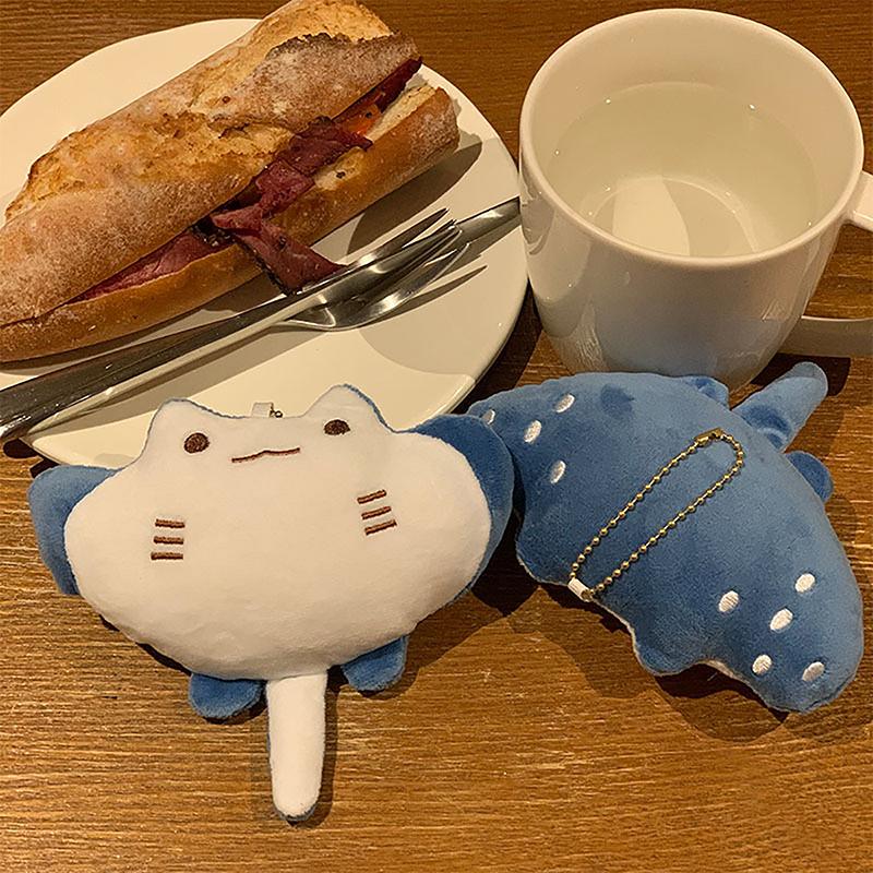 1Pc Cartoon Marine Animal Devil Rays Doll Plush Toy Ornament Stuffed Animal Manta Ray Plush Keychain Pendant Kids Girls Gifts