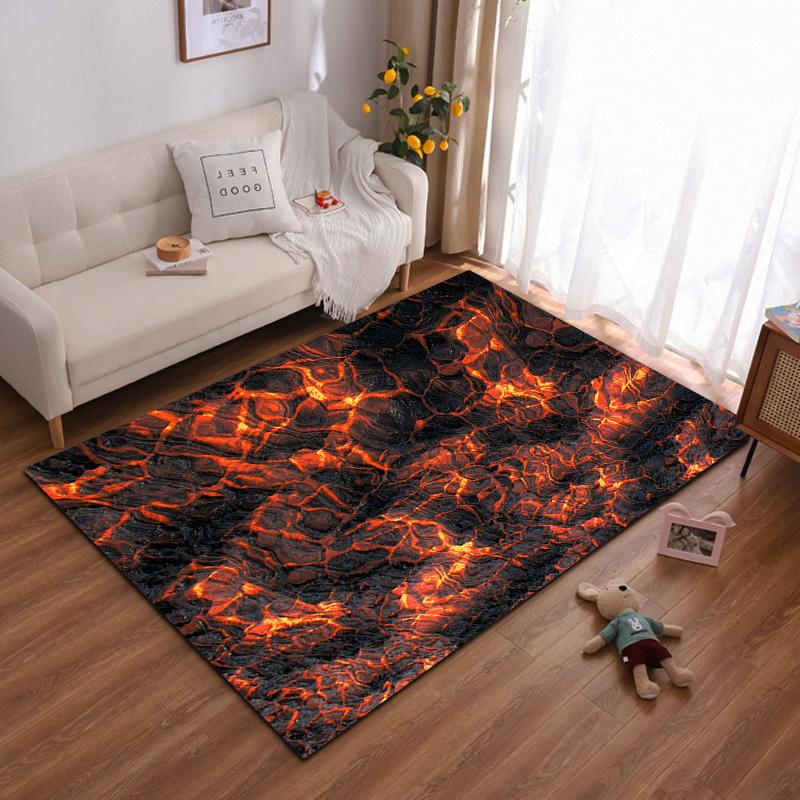 Lava Flow Rug, Dynamic and Fiery Design Suitable for use as an anti-slip game mat for living room and bedroom sofas