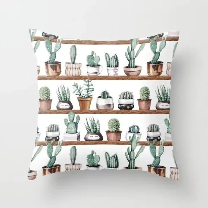 Nordic Style Tropical Plant Cactus Pattern Cushion Cover Sofa Car Office Pillowcase Home Decor