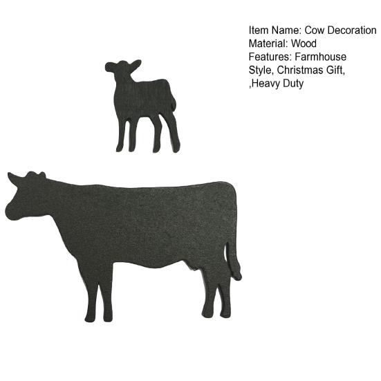 Black Cow Wooden Decoration Farmhouse Rustic Cattle Sign Home Office Living Room Desktop Table Farm Animal Ornament Birthday Christmas Gift