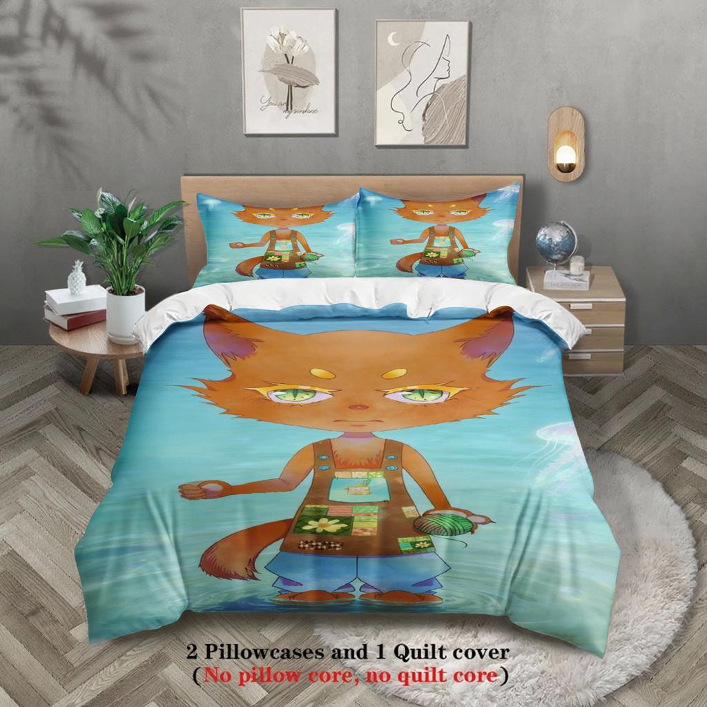Постельное белье размера Twin Softville Cozy Town Милый Папоротник Одеяло Лиса С пододеяльником Наволочка Для Декора Детской Спальни