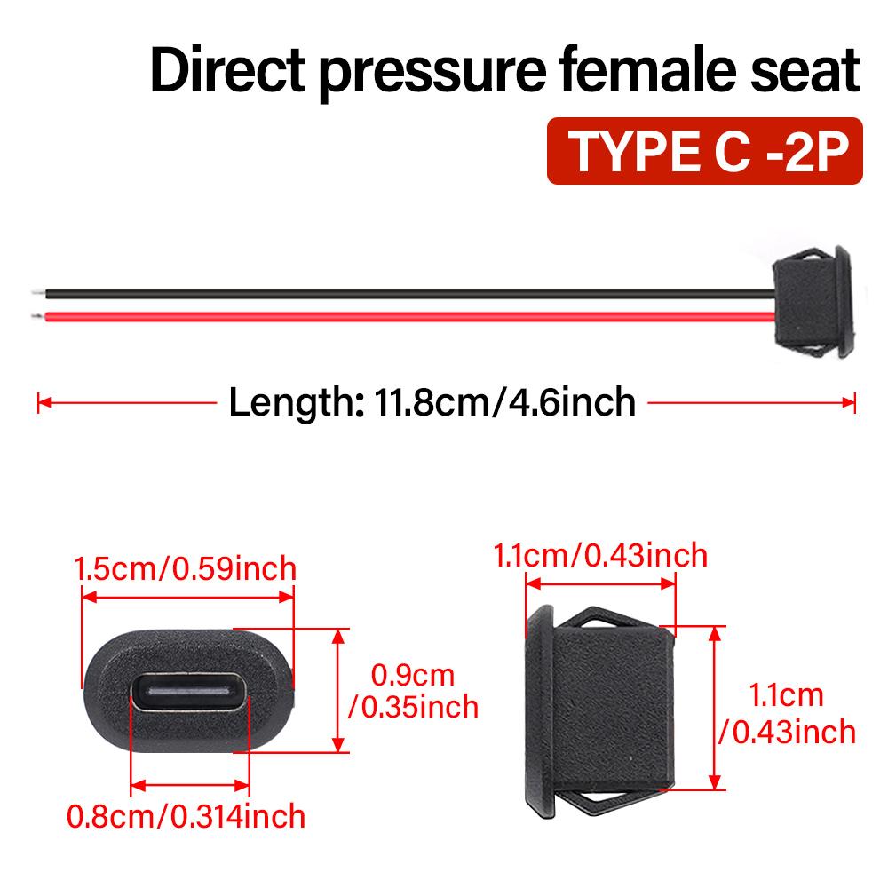 USB TYPE-C 2P клей прямого давления водонепроницаемый женский модифицированный электрический автомобиль быстрозарядное гнездо зарядное устройство вилка и розетка