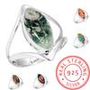 925 Sterling Silver Ring Women Gemstone Handmade Jewelry Mothers' Day Gift Mookaite Montana Agate Moss Agate Spiny Oyster Rhodonite Shiva Eye Vintage