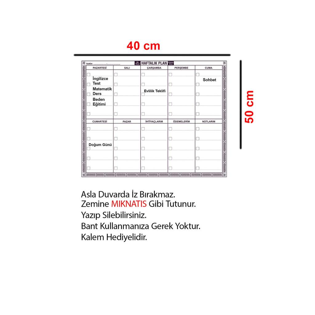 3 шт. мини-еженедельник Myweek, планировщик My Week, умная бумажная доска, ручка для доски, 40x50 см