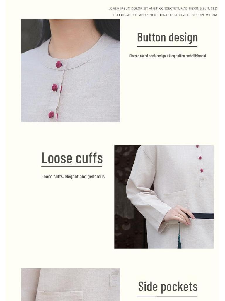 Women's Retro Chinese Style Patchwork Top: Cotton Linen with Fleece, Stand Collar, and Frog Button