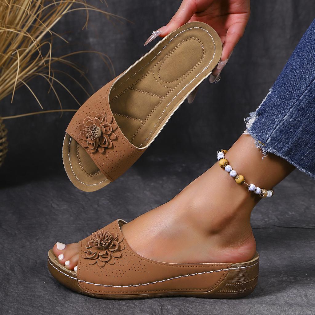 Модные летние сандалии женские туфли нескользящая обувь для ходьбы обувь слипоны женские сандалии на танкетке праздничные тапочки женская обувь