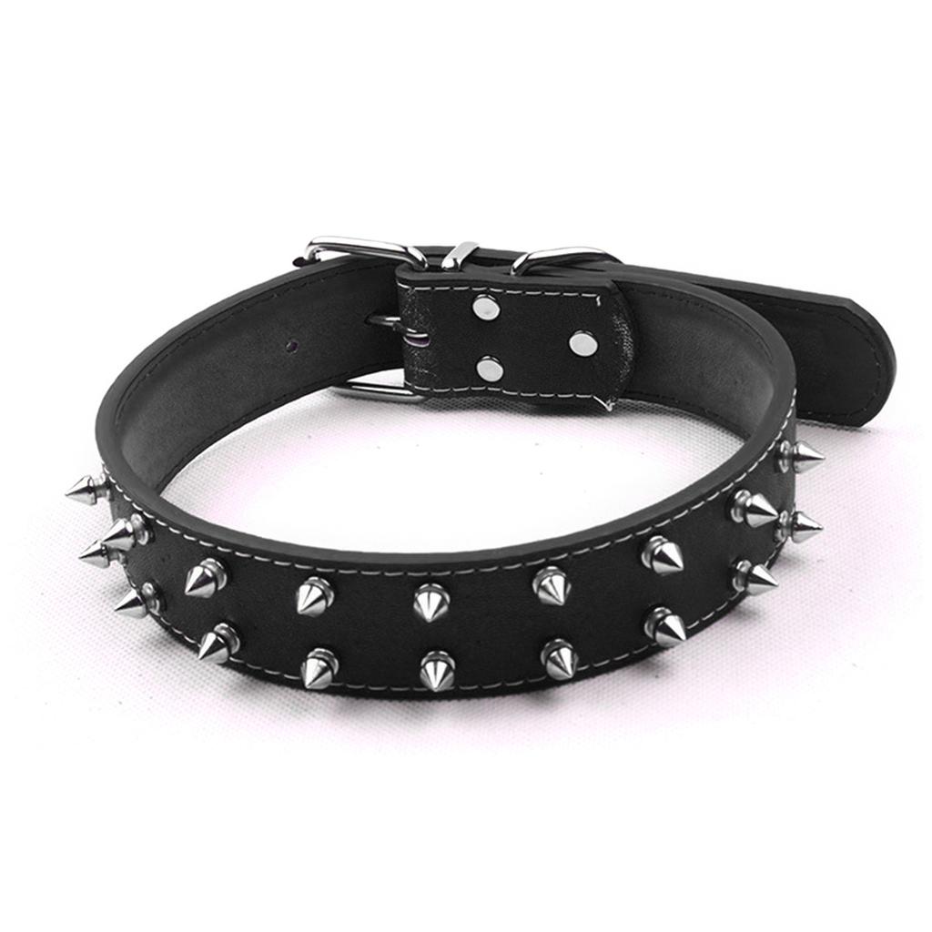 Punk Style Dog Collar with Spikes PU Leather Adjustable Studded Spiked Dog Collar Rivet Pet Collar