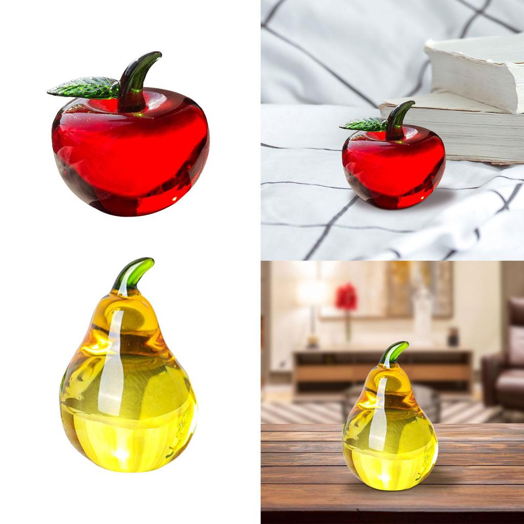 Fruit Statue Sculpture Glass Crafts Gifts Ornament Coffee Table Embellishment Desktop Decoration for Car Dashboard Bedroom