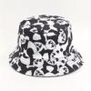 Women Reversible Black White Cow Panda Zebra Pattern Bucket Hats Fisherman Caps