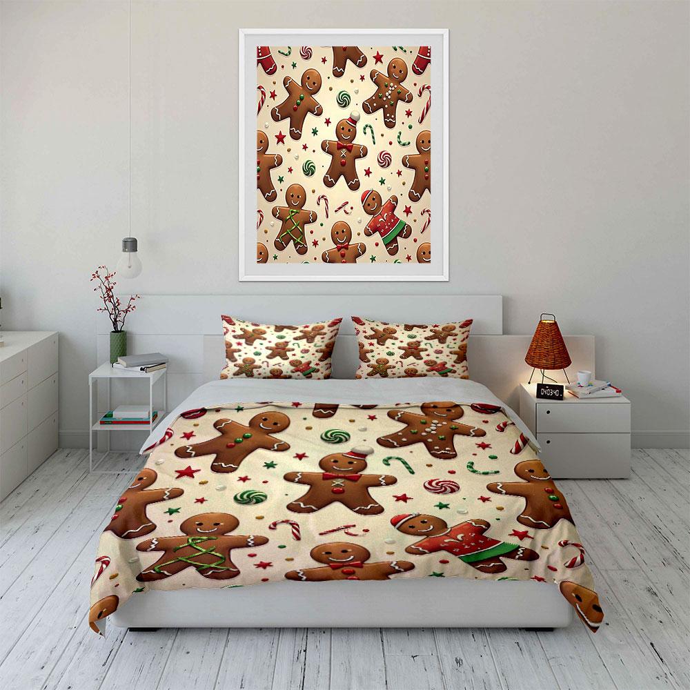 Sweet festive gingerbread joy Bedding sets Duvet covers Pillowcases(1* Duvet Cover 2* Pillowcases without duvet insert)