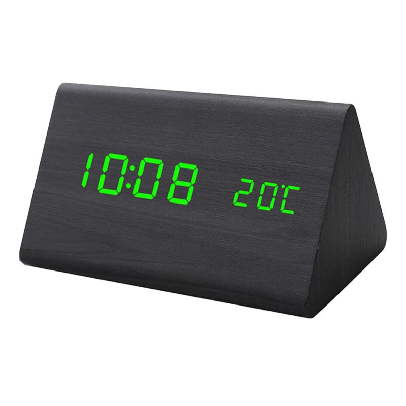 Digital Alarm Clock LED Adjustable Brightness Voice Control Minimalist Style Clocks With Temperature